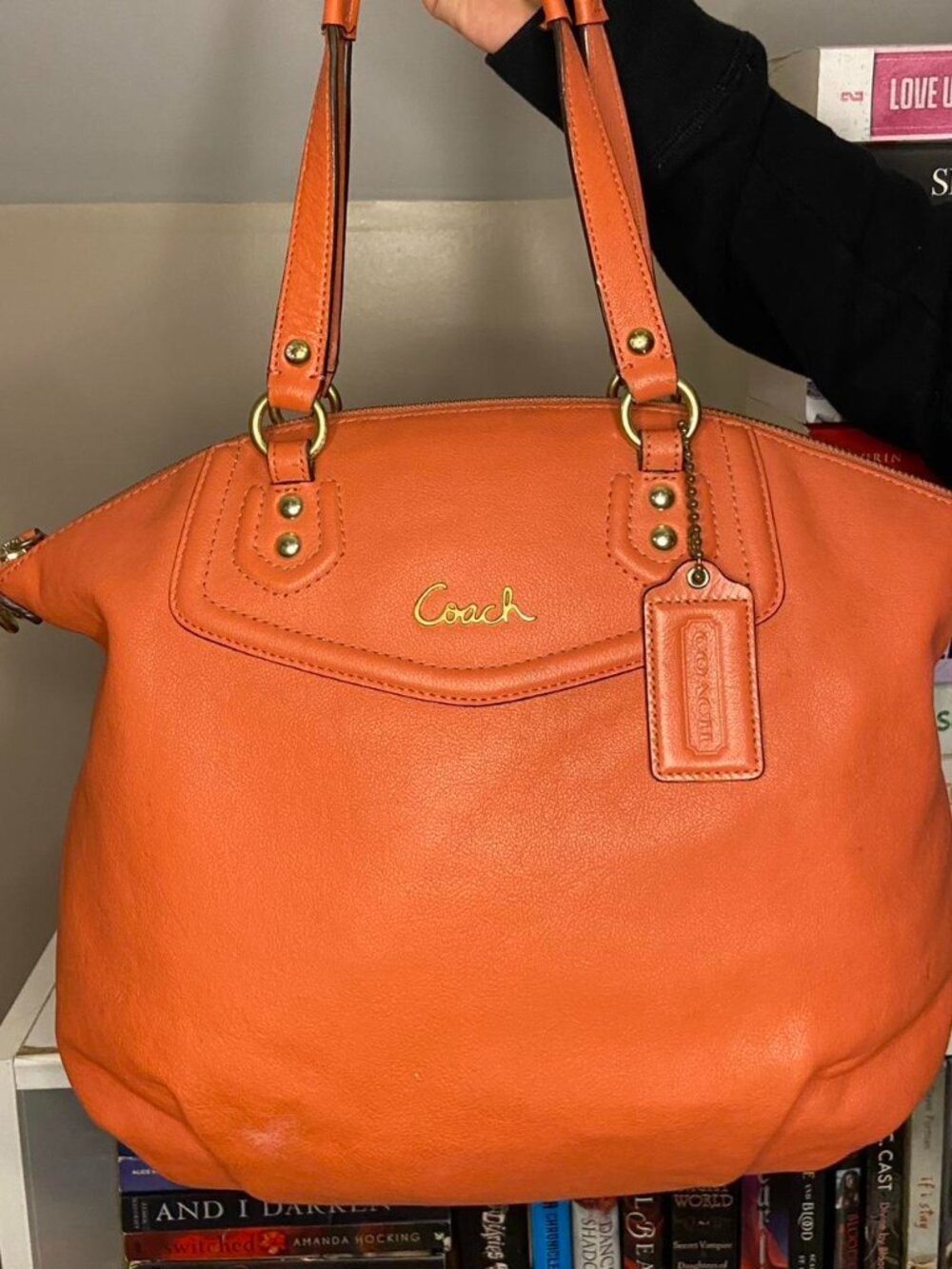 Coach Orange Leather Tote Bag